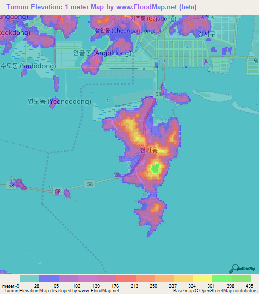 Tumun,South Korea Elevation Map