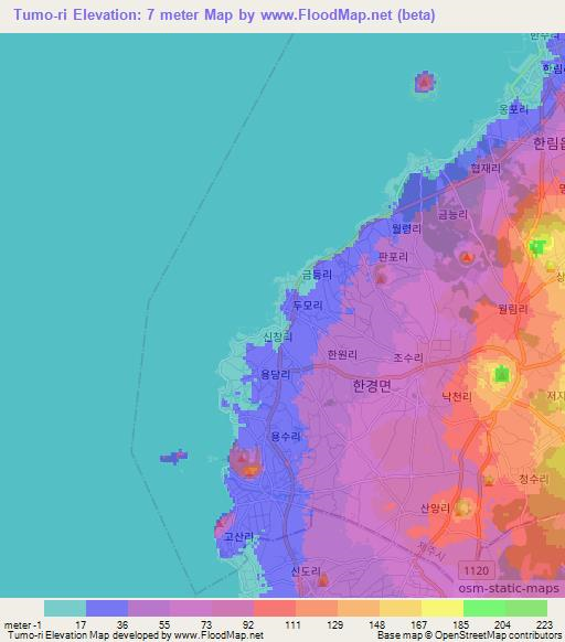 Tumo-ri,South Korea Elevation Map