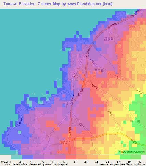 Tumo-ri,South Korea Elevation Map