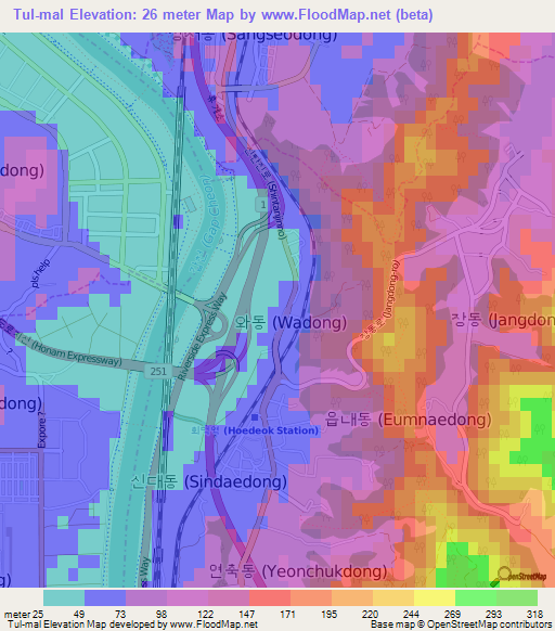 Tul-mal,South Korea Elevation Map