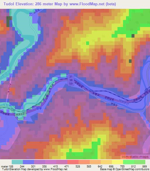 Tudol,South Korea Elevation Map