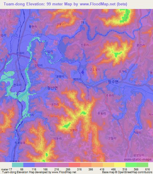 Tuam-dong,South Korea Elevation Map