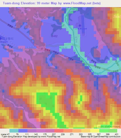 Tuam-dong,South Korea Elevation Map