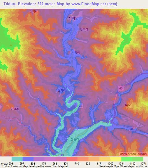 Ttiduru,South Korea Elevation Map