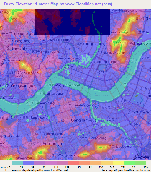 Tukto,South Korea Elevation Map