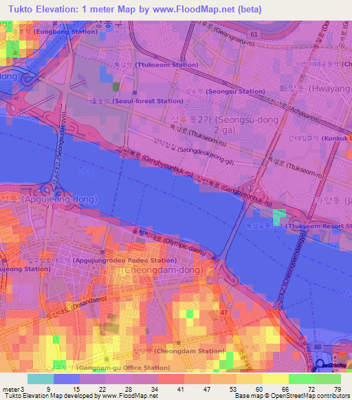 Tukto,South Korea Elevation Map