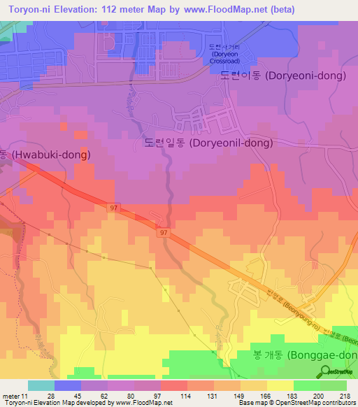 Toryon-ni,South Korea Elevation Map