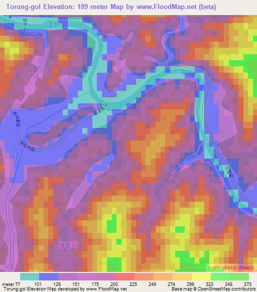 Torung-gol,South Korea Elevation Map