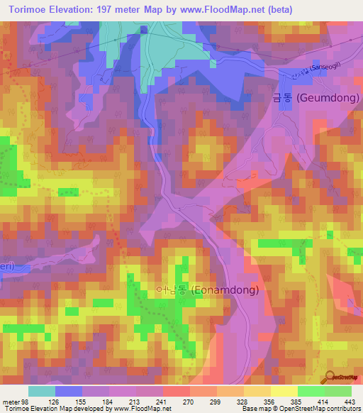 Torimoe,South Korea Elevation Map