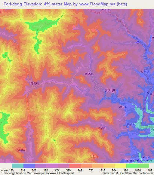 Tori-dong,South Korea Elevation Map