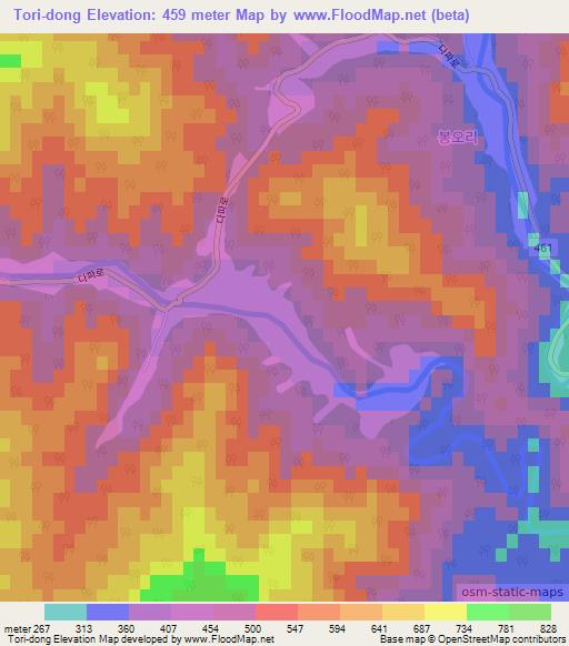 Tori-dong,South Korea Elevation Map