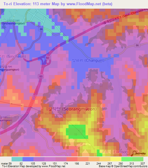 To-ri,South Korea Elevation Map