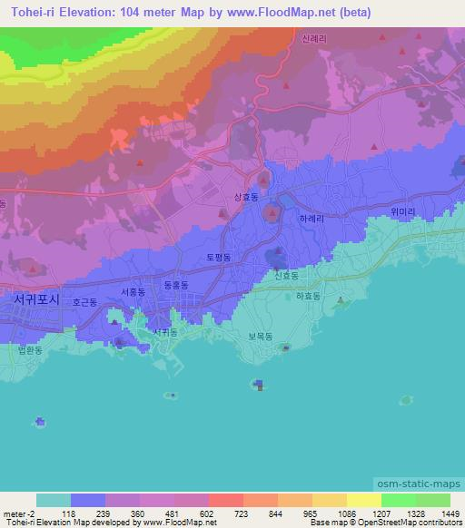 Tohei-ri,South Korea Elevation Map