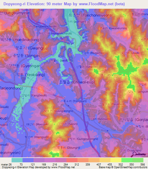 Dopyeong-ri,South Korea Elevation Map