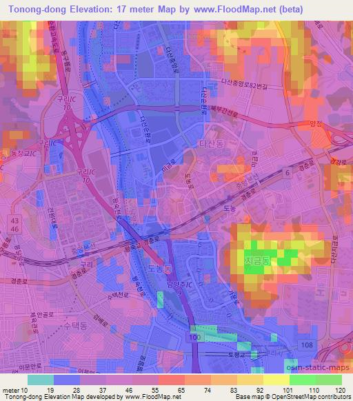 Tonong-dong,South Korea Elevation Map