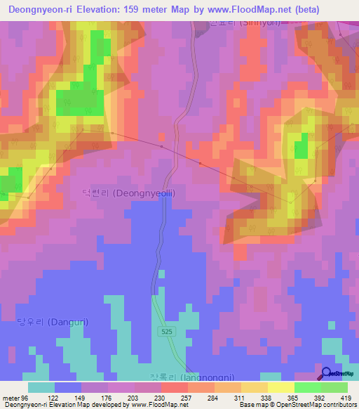 Deongnyeon-ri,South Korea Elevation Map