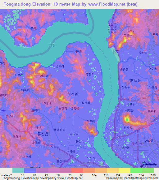 Tongma-dong,South Korea Elevation Map