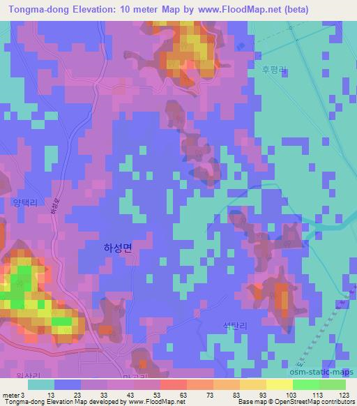 Tongma-dong,South Korea Elevation Map