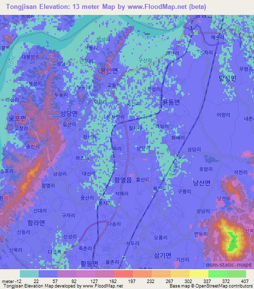 Tongjisan,South Korea Elevation Map