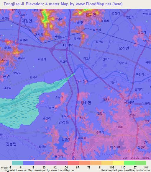 Tongjisal-li,South Korea Elevation Map