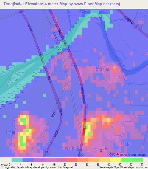 Tongjisal-li,South Korea Elevation Map