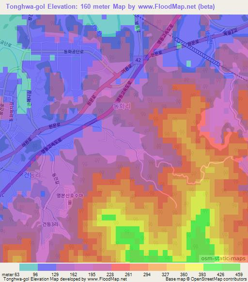 Tonghwa-gol,South Korea Elevation Map