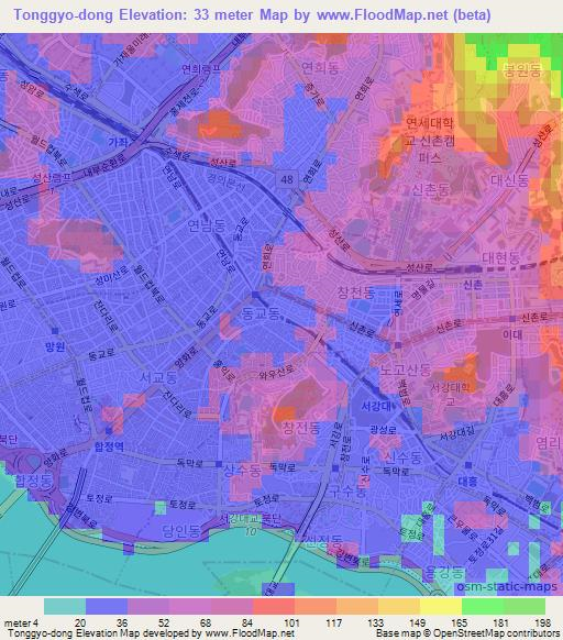 Tonggyo-dong,South Korea Elevation Map