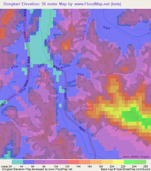 Dongkari,South Korea Elevation Map