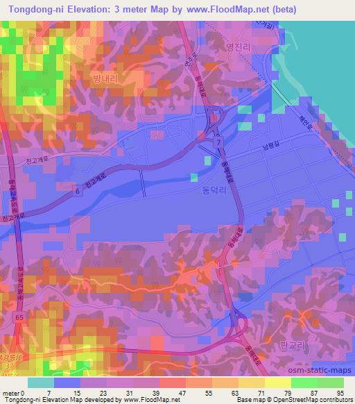 Tongdong-ni,South Korea Elevation Map