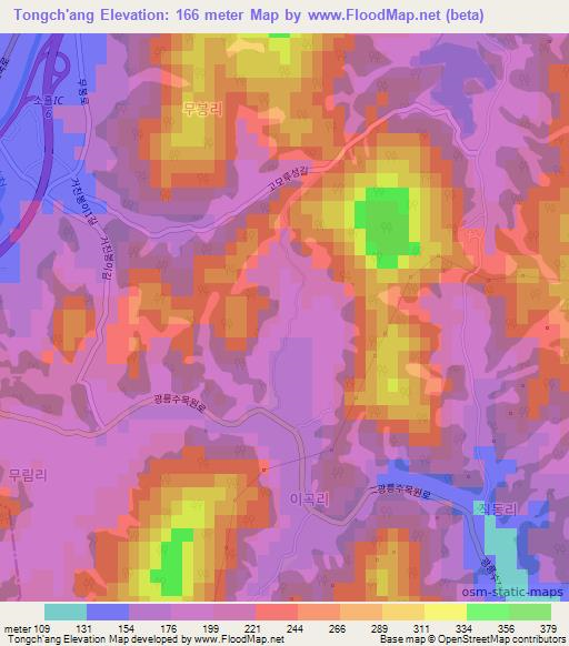 Tongch'ang,South Korea Elevation Map