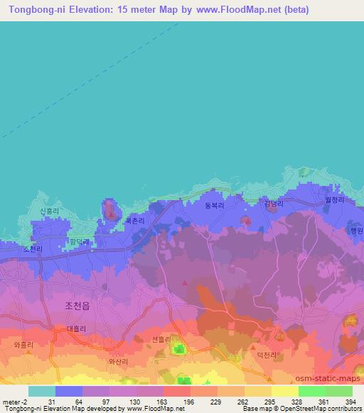 Tongbong-ni,South Korea Elevation Map