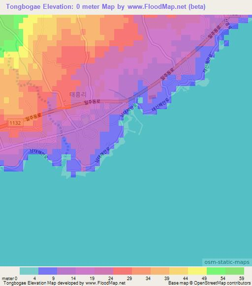 Tongbogae,South Korea Elevation Map