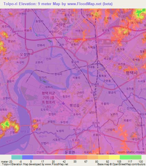 Tolpo-ri,South Korea Elevation Map