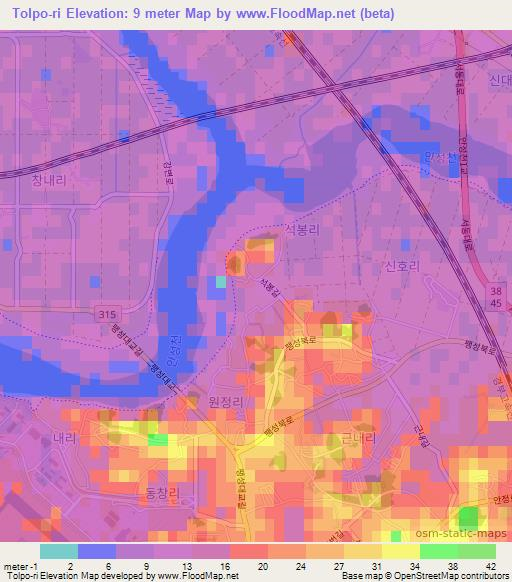 Tolpo-ri,South Korea Elevation Map