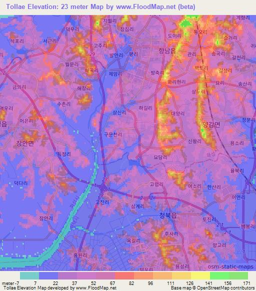 Tollae,South Korea Elevation Map