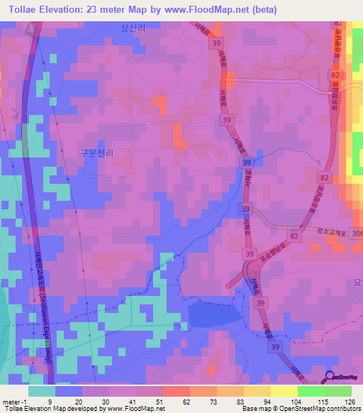 Tollae,South Korea Elevation Map