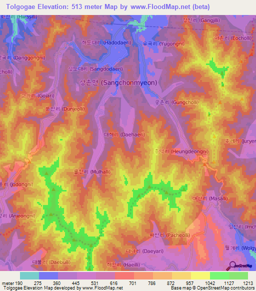 Tolgogae,South Korea Elevation Map