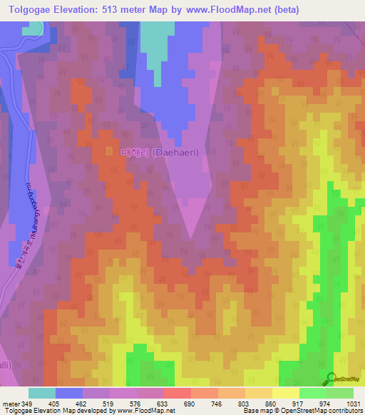 Tolgogae,South Korea Elevation Map