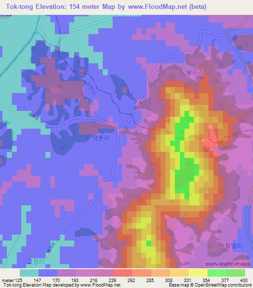 Tok-tong,South Korea Elevation Map