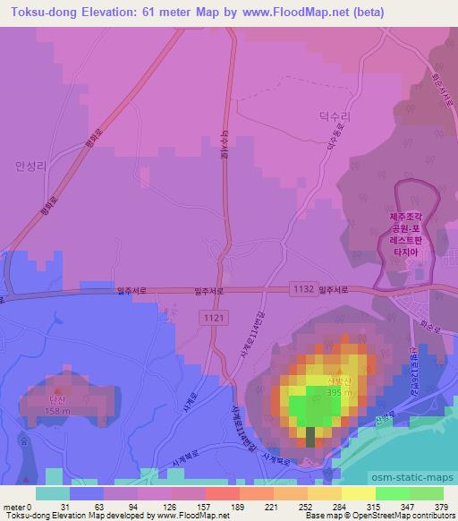 Toksu-dong,South Korea Elevation Map
