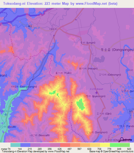 Toksodang-ni,South Korea Elevation Map