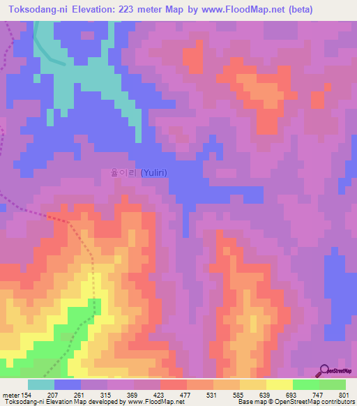 Toksodang-ni,South Korea Elevation Map