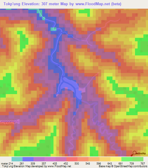 Tokp'ung,South Korea Elevation Map