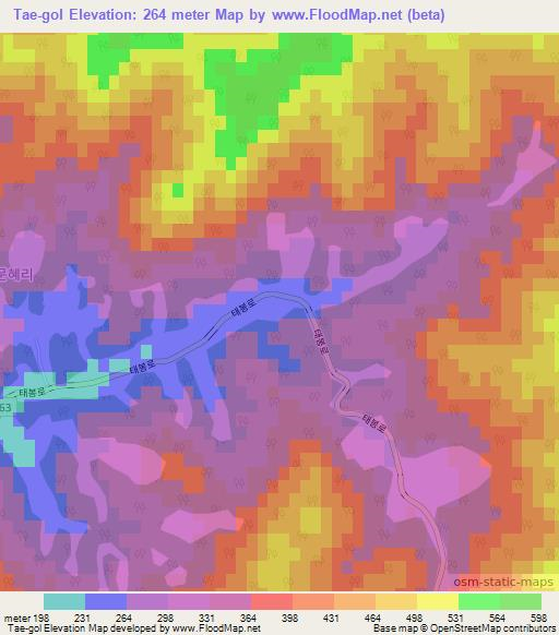 Tae-gol,South Korea Elevation Map