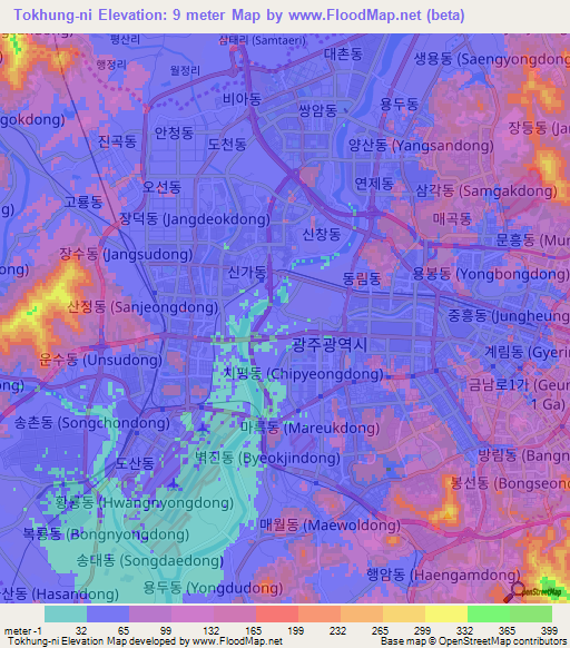 Tokhung-ni,South Korea Elevation Map