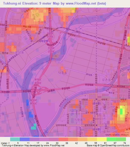 Tokhung-ni,South Korea Elevation Map