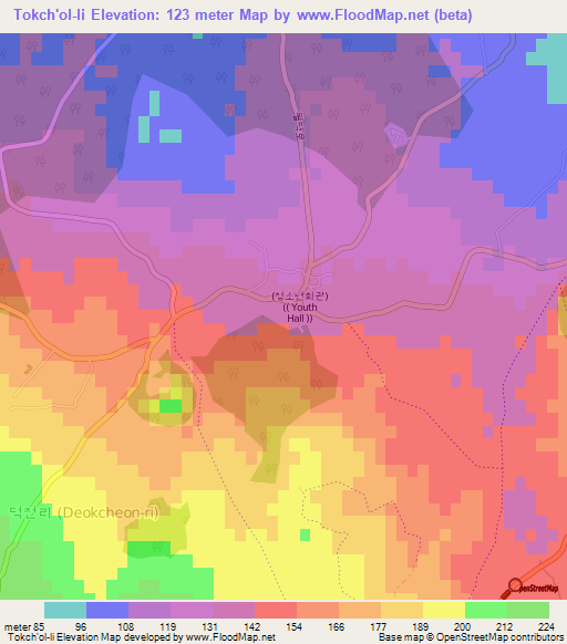 Tokch'ol-li,South Korea Elevation Map