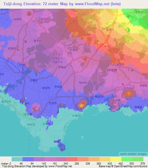 Toiji-dong,South Korea Elevation Map