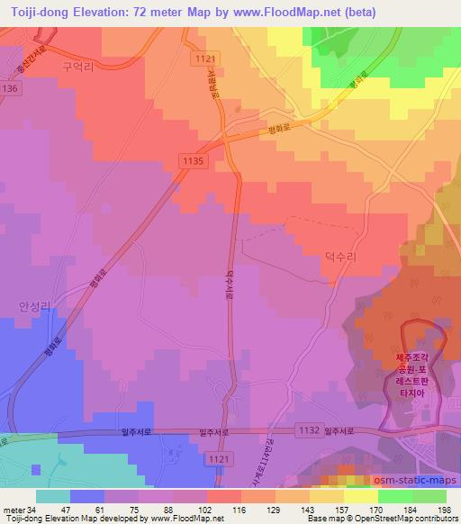 Toiji-dong,South Korea Elevation Map