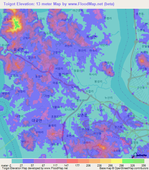 Toigot,South Korea Elevation Map